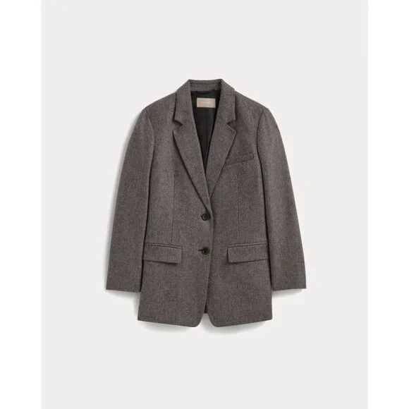 Everlane The Oversized Blazer in Wool Gray Herringbone size 10 - Picture 3 of 9